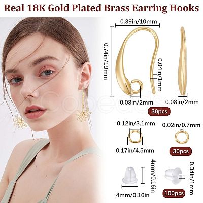 30Pcs Brass Earring Hooks DIY-CN0002-55-1