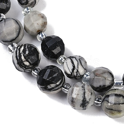 Natural Black Netstone Beads Strands G-G182-B32-03-1