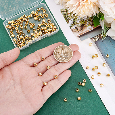 120Pcs Textured Brass Beads KK-PH0011-78-1