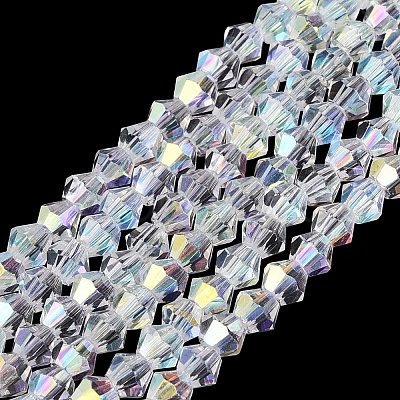 AB Color Plated Transparent Glass Beads Strands GLAA-G127-01-01H-1