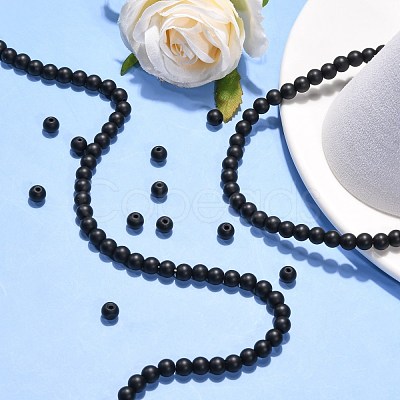 Synthetic Black Stone Beads Strands G-G508-6MM-1