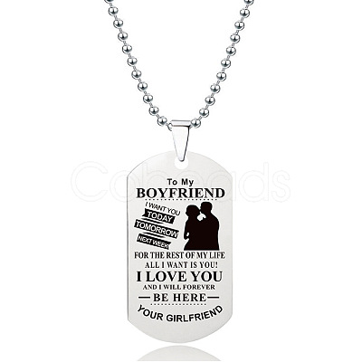 201 Stainless Steel To My Boyfriend Dog Tag Pendant Ball Chain Necklaces FS-WG527E6-25-1