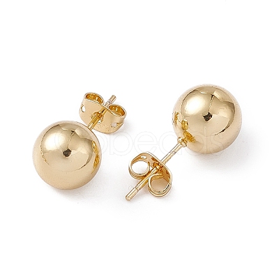 Rack Plating Brass Round Ball Stud Earrings for Women LS-EJEW-F294-08E-G-1