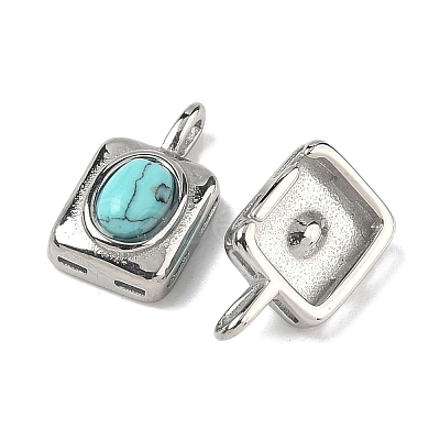 Dyed Synthetic Turquoise Rectangle with Oval Charms STAS-L022-516P-01-1