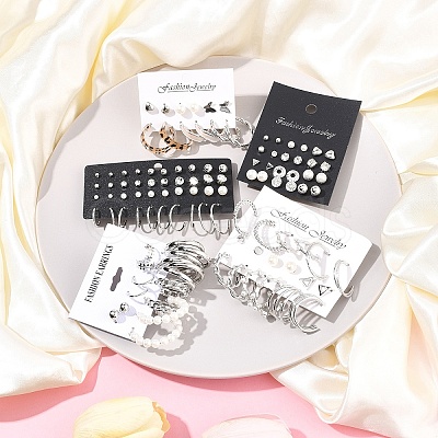 5 Sets 5 Colors Alloy Hoop Earring Sets EJEW-FS0001-23B-1