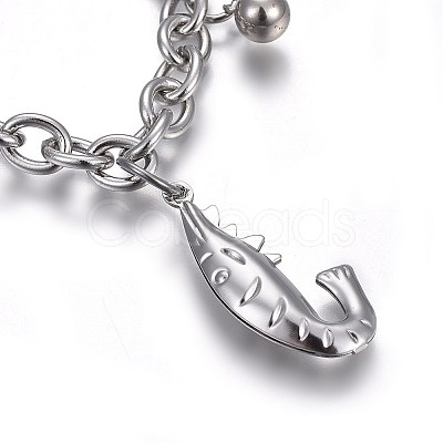 Tarnish Resistant 304 Stainless Steel Charm Bracelets BJEW-L637-31-P-1