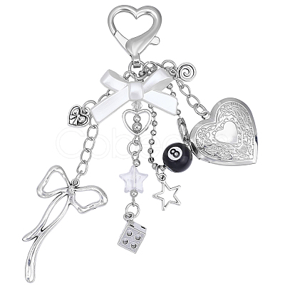 1Pc Heart with Bowknot Alloy Pendant Decorations KEYC-BM0001-22-1