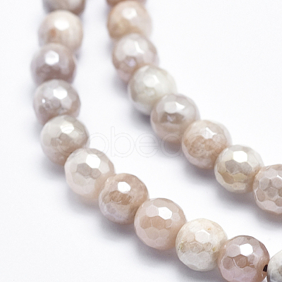 Electroplate Natural Sunstone Beads Strands G-K256-17-6mm-1