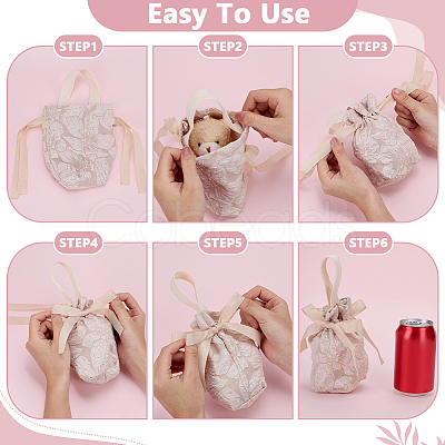 Canvas Cloth Candy Drawstring Pouches with Rope Handle ABAG-WH0083-004A-1