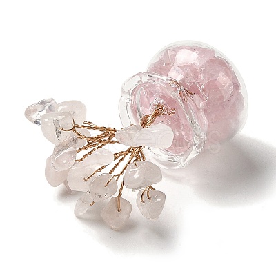 Natural Rose Quartz Chips Tree Decorations DJEW-Z007-02A-1