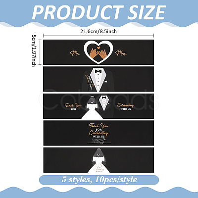 50Pcs 5 Styles Paper Stickers STIC-PH0001-01A-1