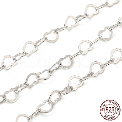 Anti-Tarnish Rhodium Plated 925 Sterling Silver Heart Link Chains STER-NH0001-28A-P-1