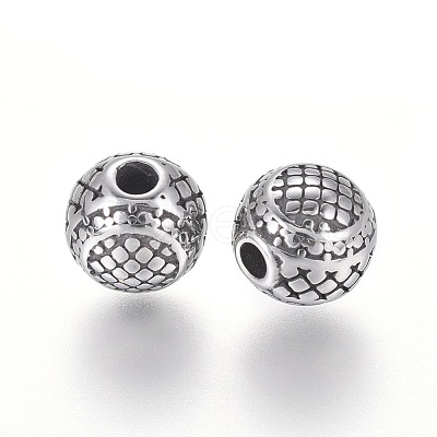 304 Stainless Steel Beads STAS-G204-48AS-1