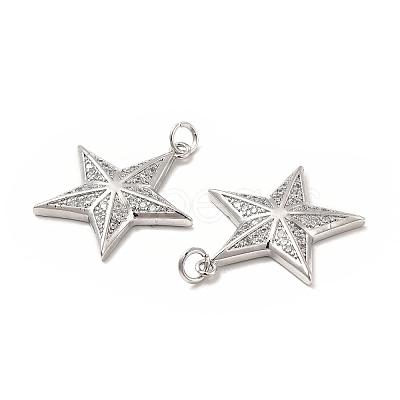 Brass Micro Pave Cubic Zirconia Pendants KK-E068-VB102-1