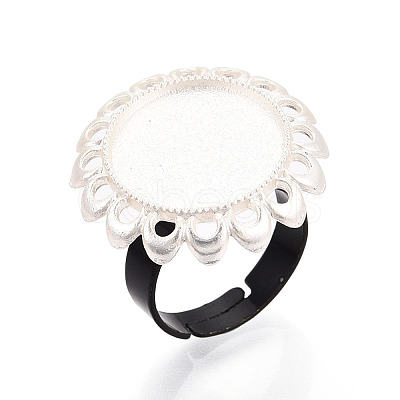 Adjustable Flower Alloy & Iron Bezel Cup Ring Base with Rotatable Tray MAK-T012-08S-1