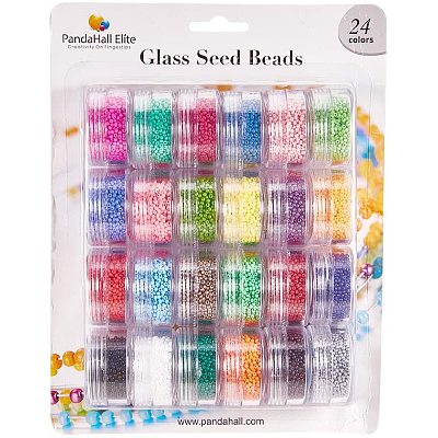 24 Colors Grade A Glass Seed Beads Sets SEED-PH0004-03-1