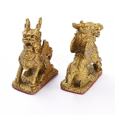 Brass Kylin Wealth Prosperity Statue DJEW-WH0007-10C-1