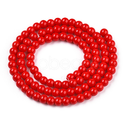 Opaque Solid Color Glass Beads Strands X-GLAA-T032-P6mm-04-1