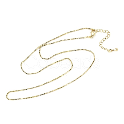Rack Plating 1MM Brass Box Chain Necklaces for Women NJEW-H049-02G-1
