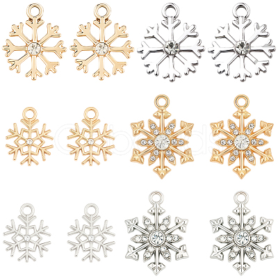 36Pcs 3 Styles Alloy Rhinestone Pendants FIND-SC0020-03-1