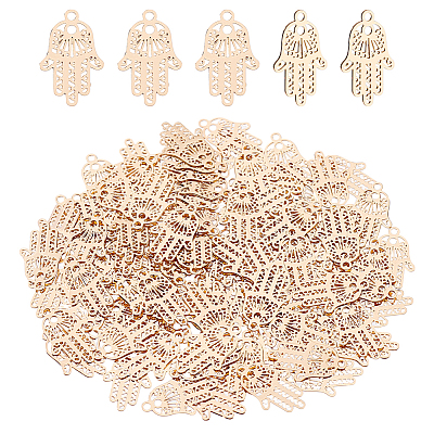 100Pcs Long-Lasting Plated Brass Filigree Charms KK-HY0004-22-1
