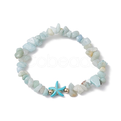 Natural Flower Amazonite Chip Beaded Stretch Bracelets BJEW-JB10689-01-1