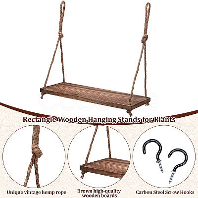 4Pcs Rectangle Wooden Hanging Stands for Plants ODIS-WA0001-15-1