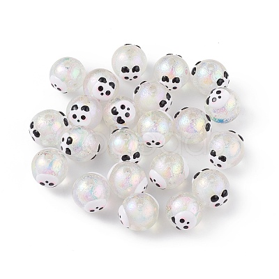UV Plating Rainbow Iridescent Acrylic Enamel Beads OACR-I003-17A-1
