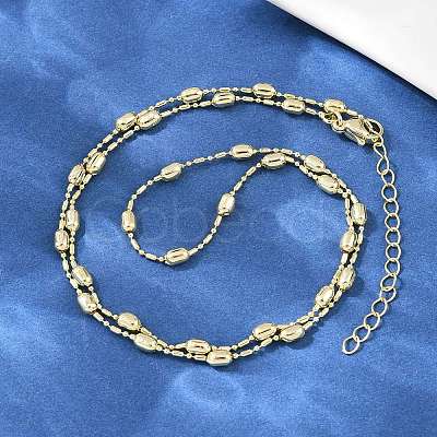 Brass Oval Ball Chain Necklaces for Men Women X-NJEW-L012-03G-1