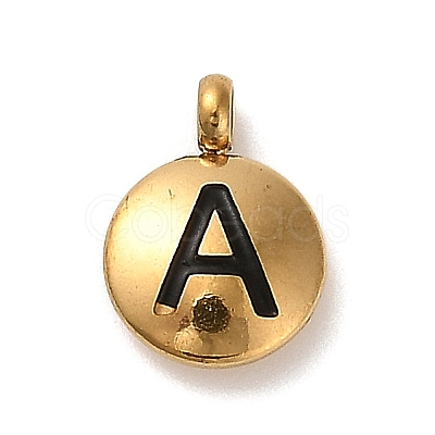 304 Stainless Steel Black Enamel Charms STAS-R009-01G-A-1