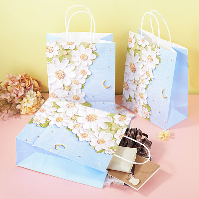 6Pcs 3D Flower Printed Paper Gift Bags ABAG-TADJ0001-05-1