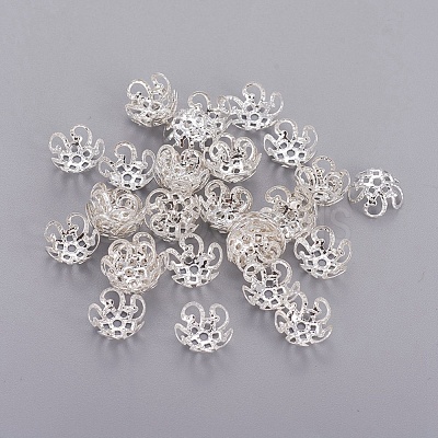 Silver Color Plated Iron Bead Caps X-IFIN-D040-S-1