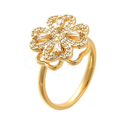 Flower Rotatable Finger Ring for Women RJEW-U035-01G-01-1