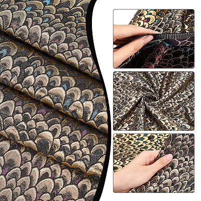 Fish Scales Jacquard Polyester Fabric DIY-WH0399-68B-1