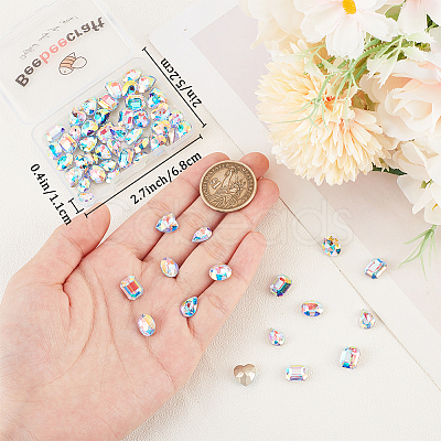 56Pcs 4 Styles Glass Rhinestone Cabochons RGLA-BBC0001-02-1