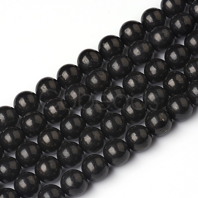 Natural Shungite Beads Strands G-I271-C03-6mm-1