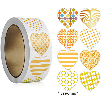 500 Paste Paper Self-Adhesive Heart Stickers AJEW-S085-02D-1