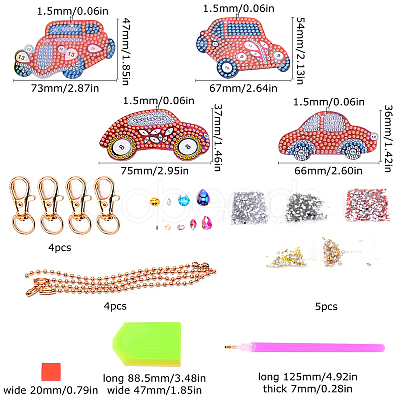 DIY Cars Diamond Painting Keychains Kits DIY-WH0182-16-1