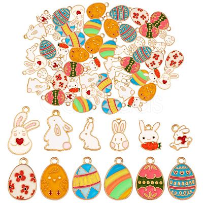 60Pcs 12 Style Alloy Enamel Pendants ENAM-SZ0003-14-1