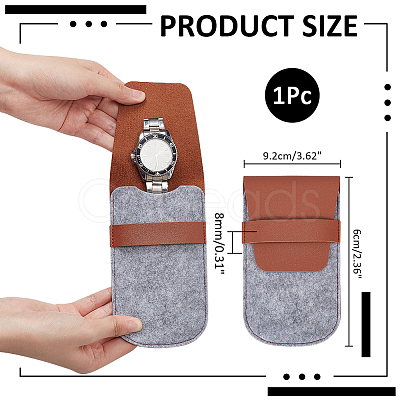 Portable PU Leather & Felt Single Watch Pouch Storage Bags ABAG-WH0248-501B-1