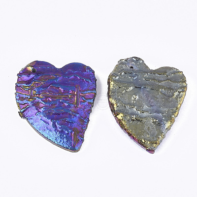 Electroplated Natural Dragon Blood Jasper Pendants G-S329-028-1