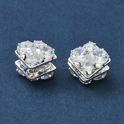 Brass Micro Pave Cubic Zirconia Beads KK-S336-07S-C-1