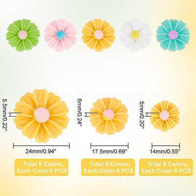90Pcs 15 Styles Opaque Resin Cabochons CRES-PH0001-11-1