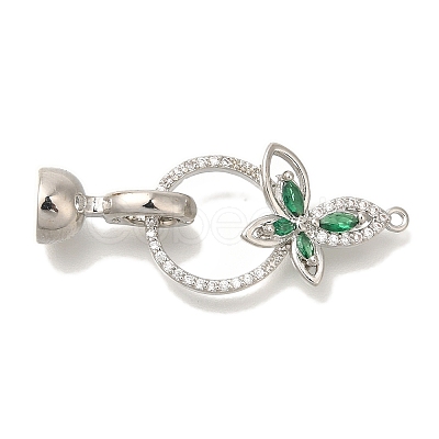 Brass Micro Pave Cubic Zirconia Fold Over Clasps KK-K389-025P-1
