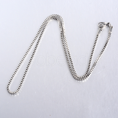 Tarnish Resistant 304 Stainless Steel Box Chain Necklaces STAS-O053-27P-1