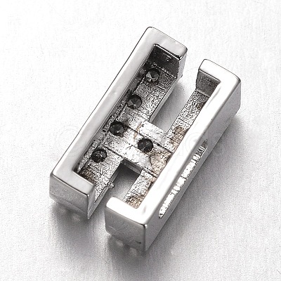 Platinum Plated Brass Micro Pave Cubic Zirconia Letter Slide Charms X-ZIRC-E015-04H-1