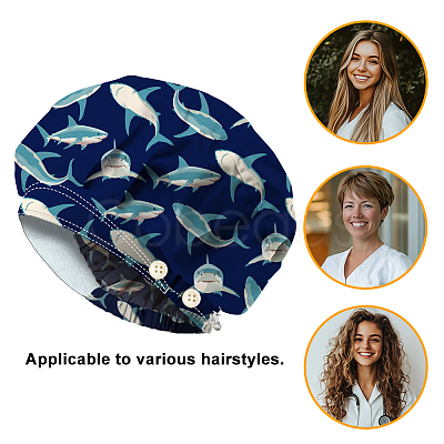Cotton Adjustable Printed Bouffant Hats Working Caps for Women Men AJEW-WH0677-004-1
