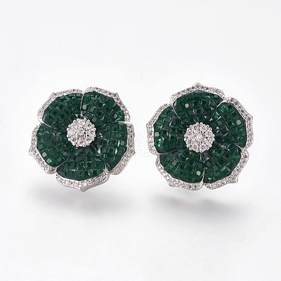 Brass Ear Studs EJEW-I221-01-1