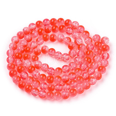 Transparent Crackle Baking Paint Glass Beads Strands X1-DGLA-T003-01A-12-1