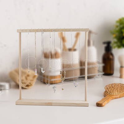 Rectangle Wooden Necklace Organizer Display Stands NDIS-WH0010-36B-1